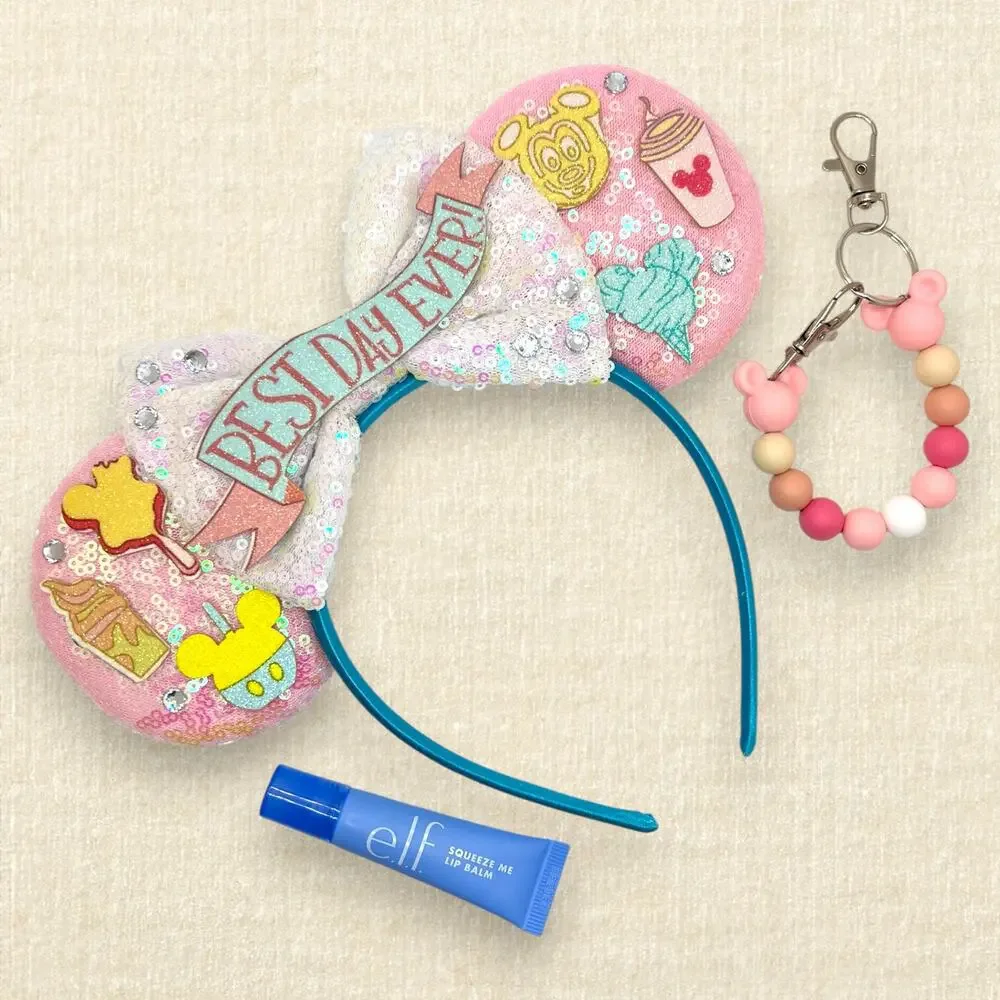 Pastel Pink Best Day Ever Snack Minnie Ears | Disney-Inspired Birthday Ears